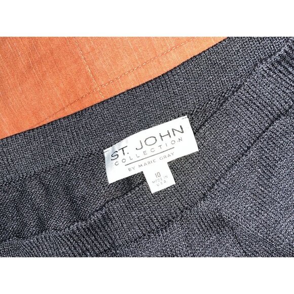 St. John  Collection Dark Gray   High Waist Straight Leg Women's Pants Size 10 - Picture 6 of 10